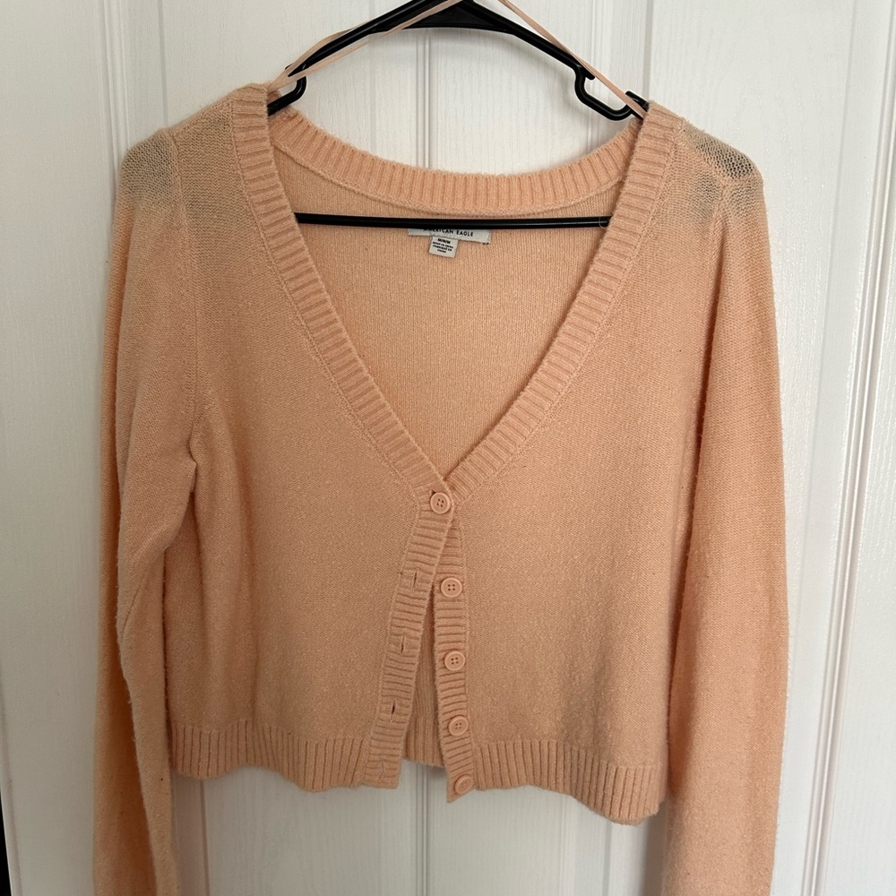 Light peach button down long sleeve top